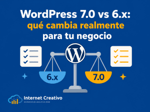 Compara WordPress 7.0 vs 6.x con Internet Creativo y descubre qué cambia para tu negocio y sitio web